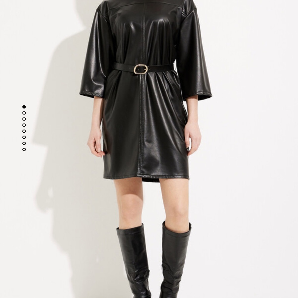 Joseph Ribkoff Black Faux Leather shift Dress
